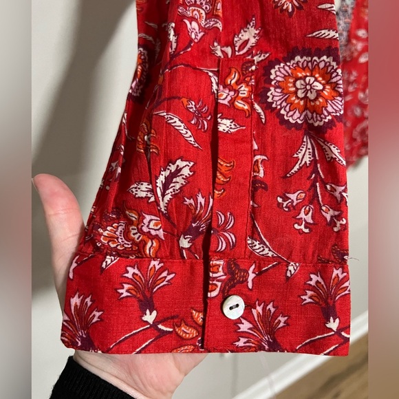 J. Jill One Pocket Shirred Back Button Down Long Sleeve Shirt Size 4X NWT Boho - Picture 6 of 12